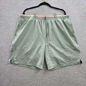 Fabletics Men Activewear Shorts XXL Green Fundamental Lined Logo 7"‎ Inseam